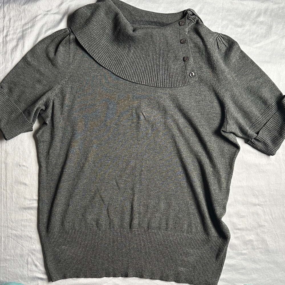 Dress Darn Gray Ribbed Knit Sweater